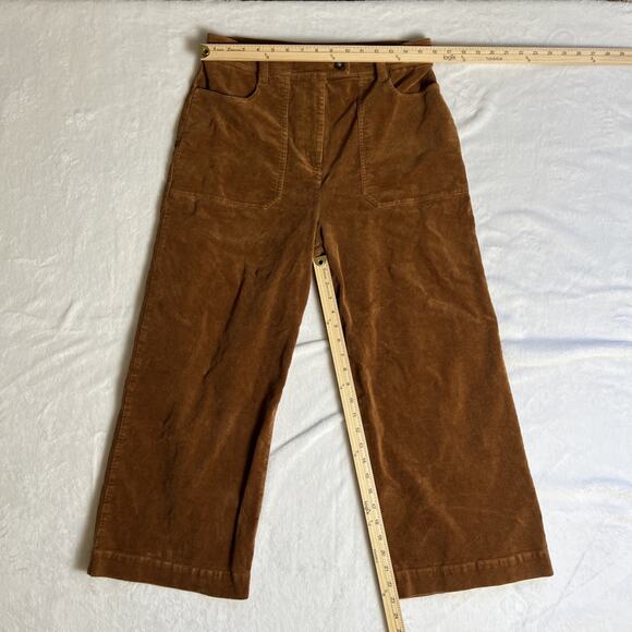 Boden Women’s Wide Leg Corduroy Pants Size M 8R Brown Preppy Academia Timeless - Picture 7 of 9